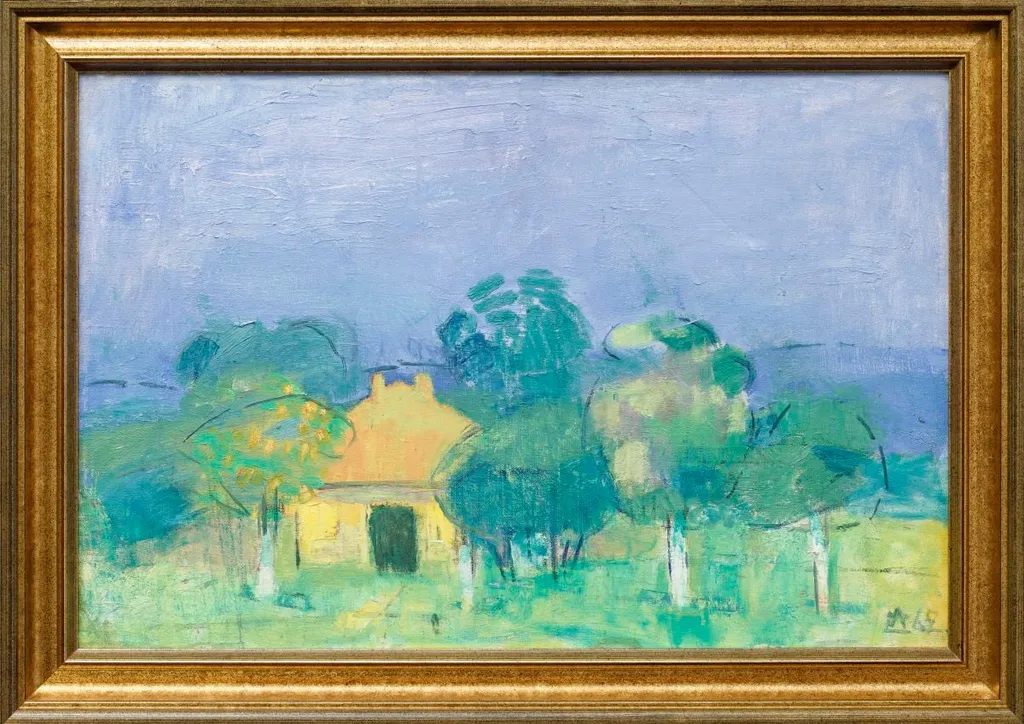 Peisaj cu casă - Breaza, by Alexandru Ciucurencu, 1962