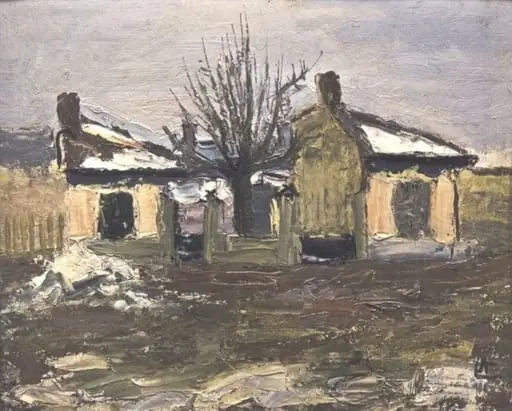 Peisaj de iarnă cu case, by Alexandru Ciucurencu