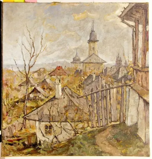 Peisaj urban cu biserică (Mănăstire), by Alexandru Moser Padina