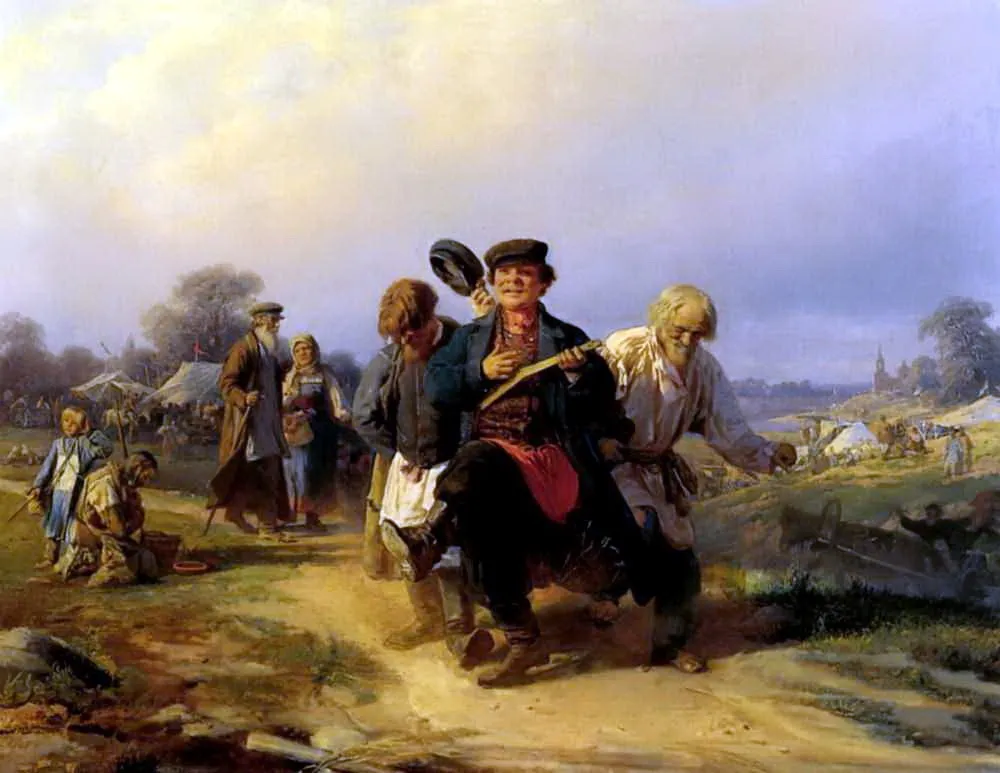 Return of the father from the fair, by Alexei Korzukhin, oil, 1868