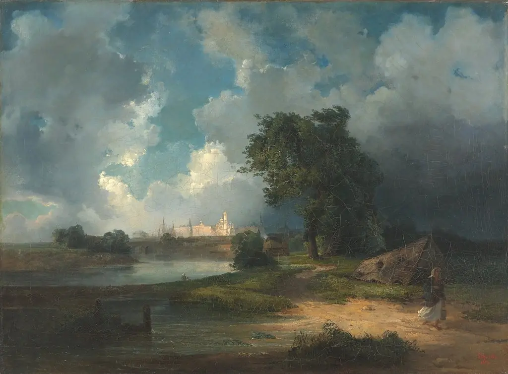 View of the Kremlin from Krimsky bridge in Inclement Weather, by Alexei Savrasov