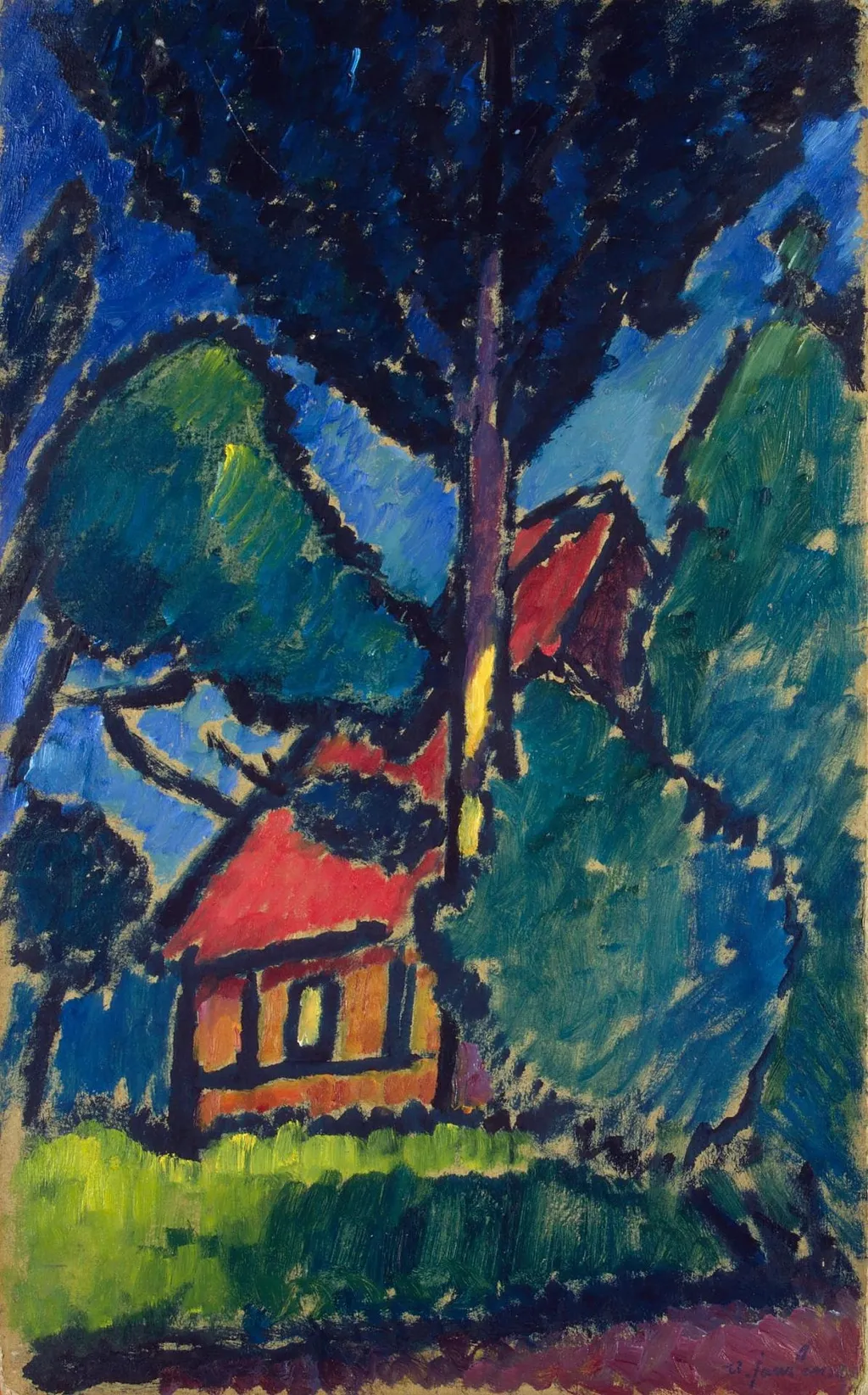 Landscape with Red House, by Alexej von Jawlensky, oil, 1911