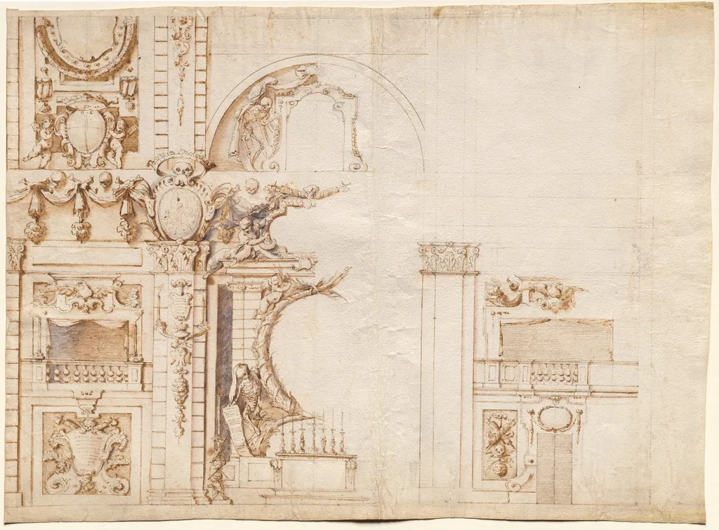 Study for the 'Essequie' Conducted in San Lorenzo, Florence, in 1637 in Honour of Holy Roman Emperor Ferdinand II, by Alfonso Parigi, 1637