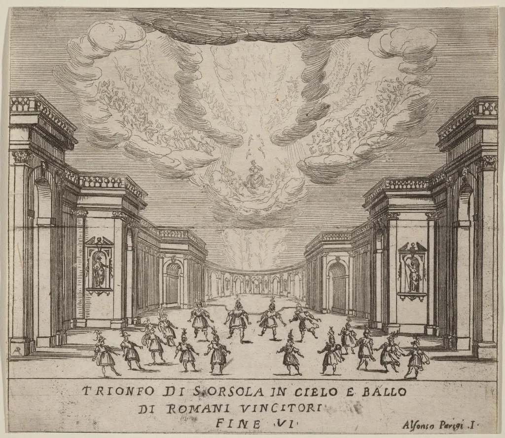 The Triumph of Saint Ursula in Heaven and the Roman Conquerors, by Alfonso Parigi II, ink, 1631