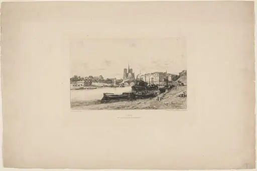 Paris: Vue prise du pont d'Austerlitz (Paris: View Taken from the Pont d'Austerlitz), by Alfred-Alexandre Delauney