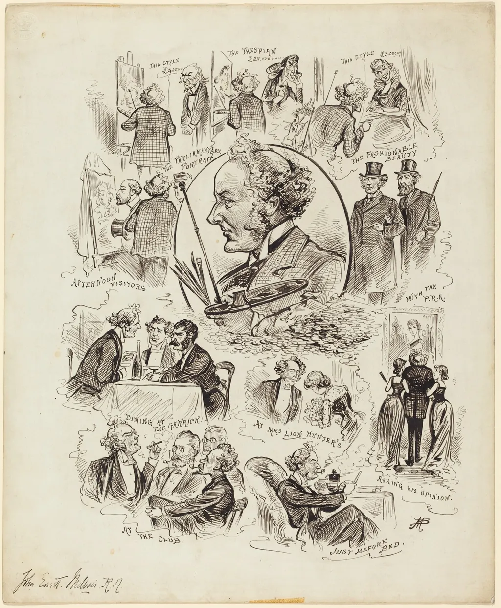 Days with Celebrities: Mr. Millais, R.A., by Alfred Bryan, ink, 1881