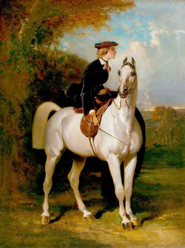 A Fair Equestrian, by Alfred de Dreux, oil, 1845