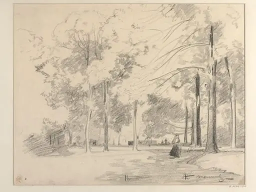 A Corner in the Park, Aix-les-Bains : Morning, by Alfred East
