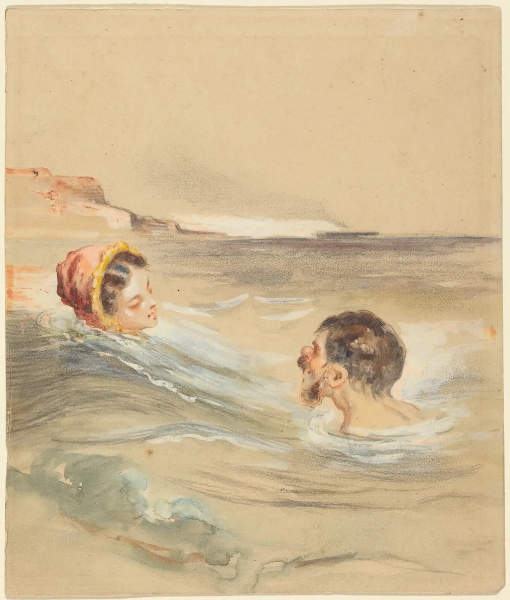 Male and Female Bathers, by Alfred Grévin, gouache, 1860
