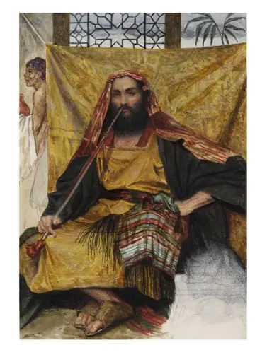 Man in Arab Costume, Seated and Smoking, by Alfred Hassam