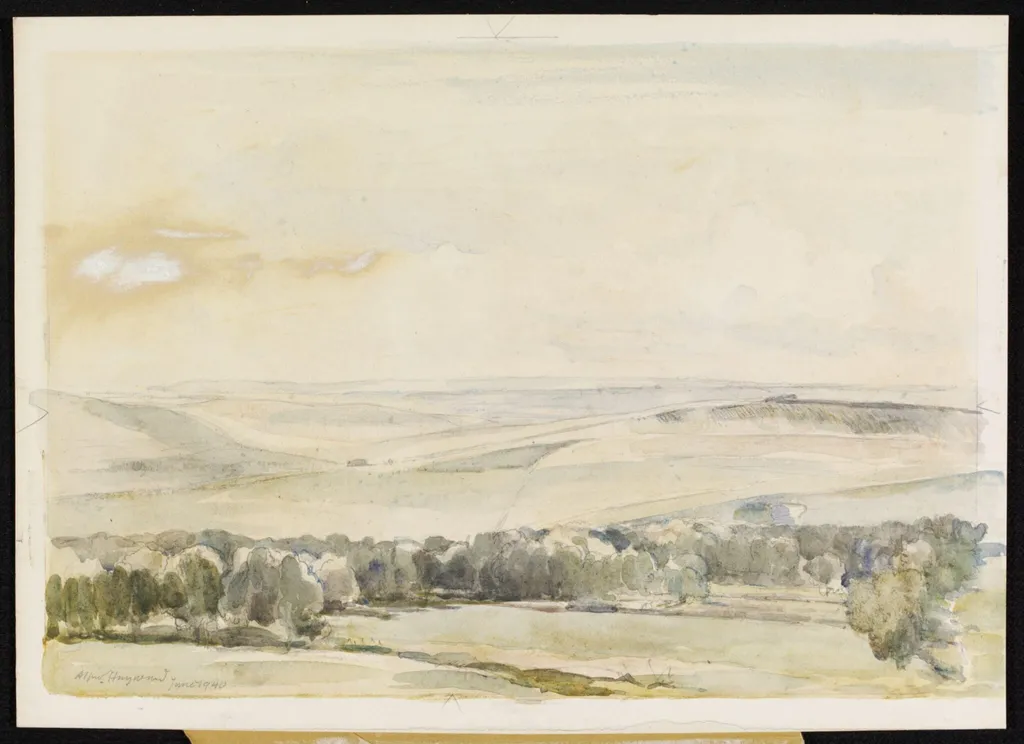 The Downs from Friston, by Alfred Hayward, watercolor, 1940