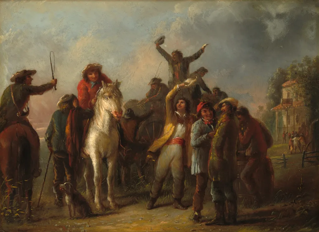 Election Scene, Catonsville, Baltimore County, by Alfred Jacob Miller, oil, 1860