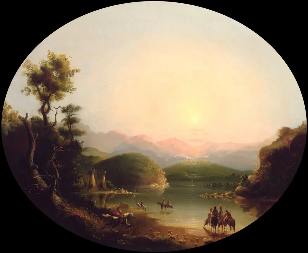 Shoshone Indians at a Mountain Lake (Lake Fremont), by Alfred Jacob Miller