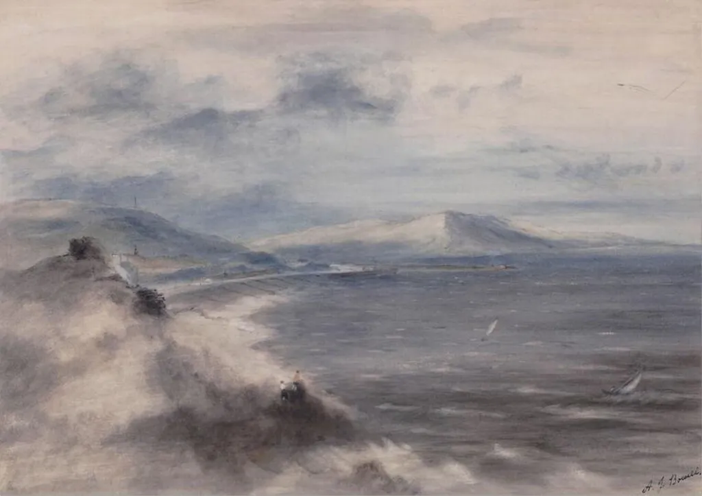 View across a Bay, by Alfred John Bowell, watercolor, 1890