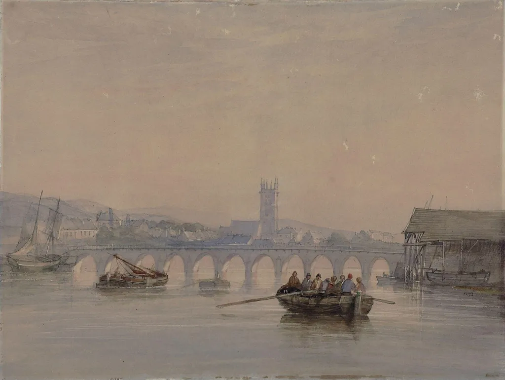 Barnstaple, Devon, by Alfred John Herbert, watercolor, 1855