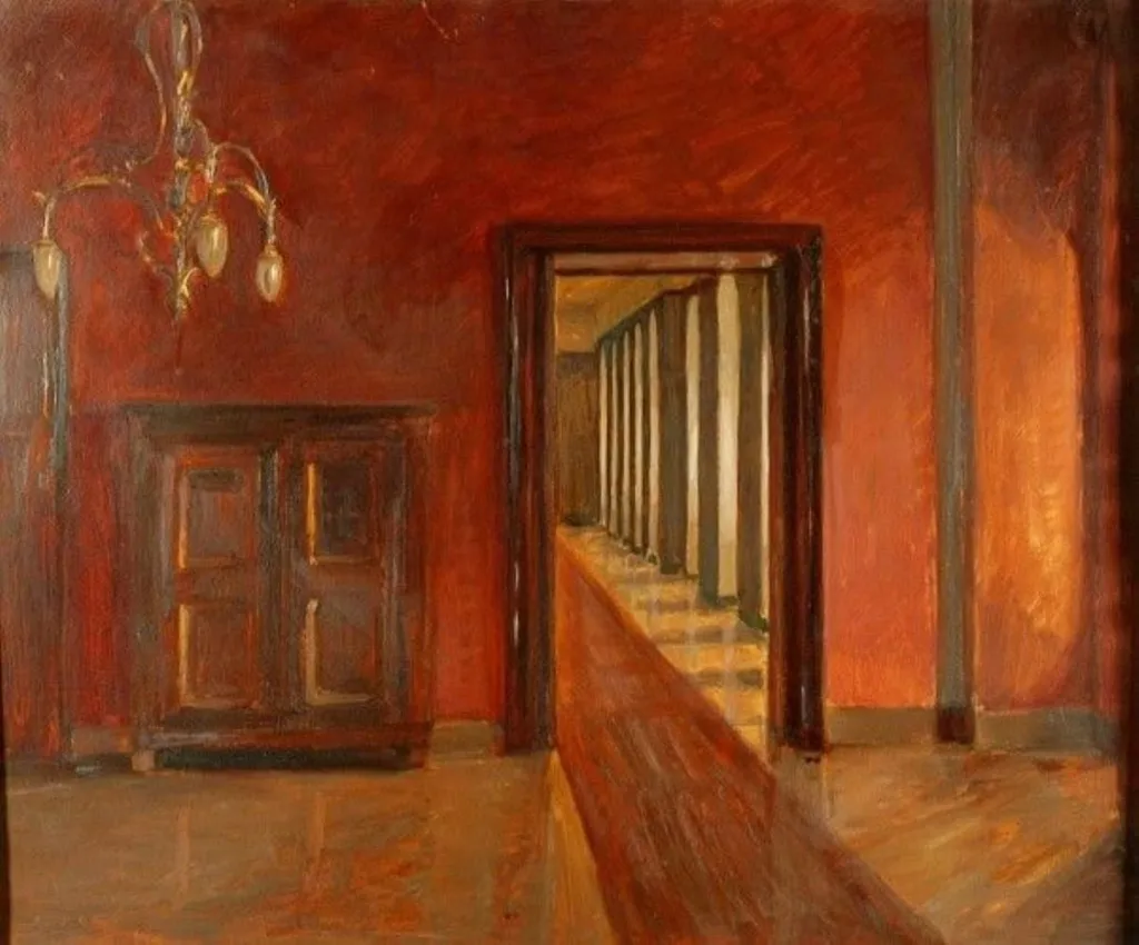 Salonul roșu cu candelabru, by Alfred Macalik, unspecified, 926