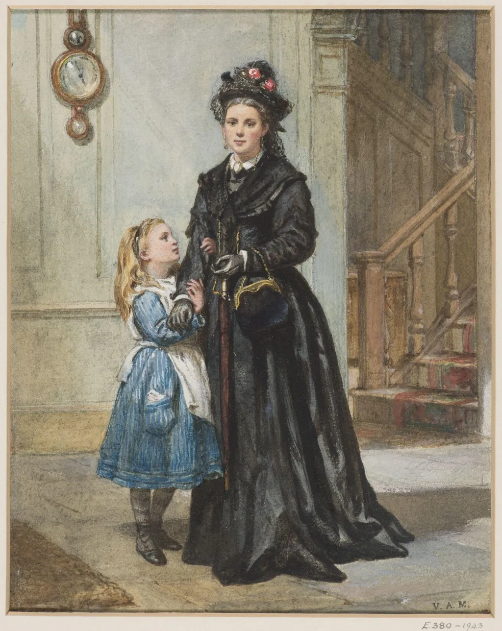 Mrs Morgan, wife of the artist, and their daughter Jessie, by Alfred Morgan, watercolor, 1877