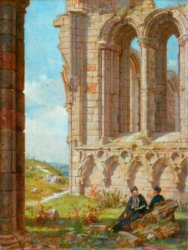 Part of the Ruins of Whitby Abbey, by Alfred Morgan, oil, 1865