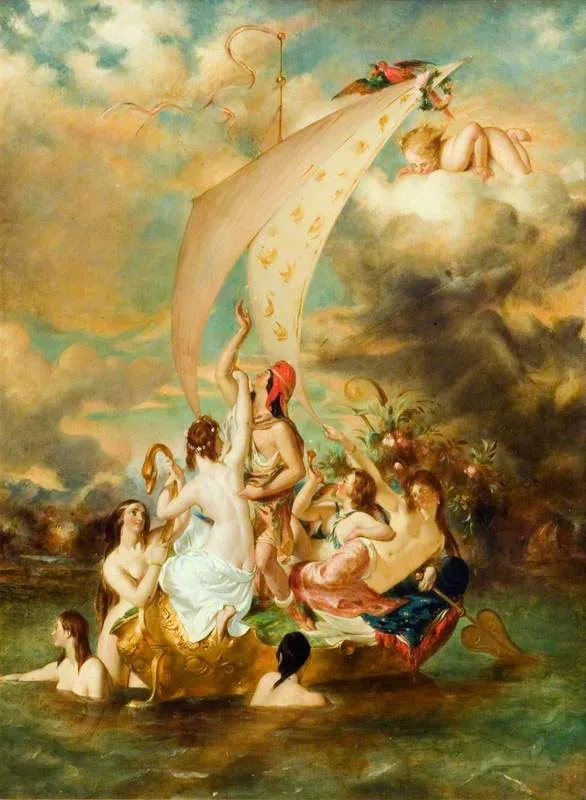 Youth on the Prow, and Pleasure at the Helm (after William Etty), by Alfred Morgan, oil, 1857