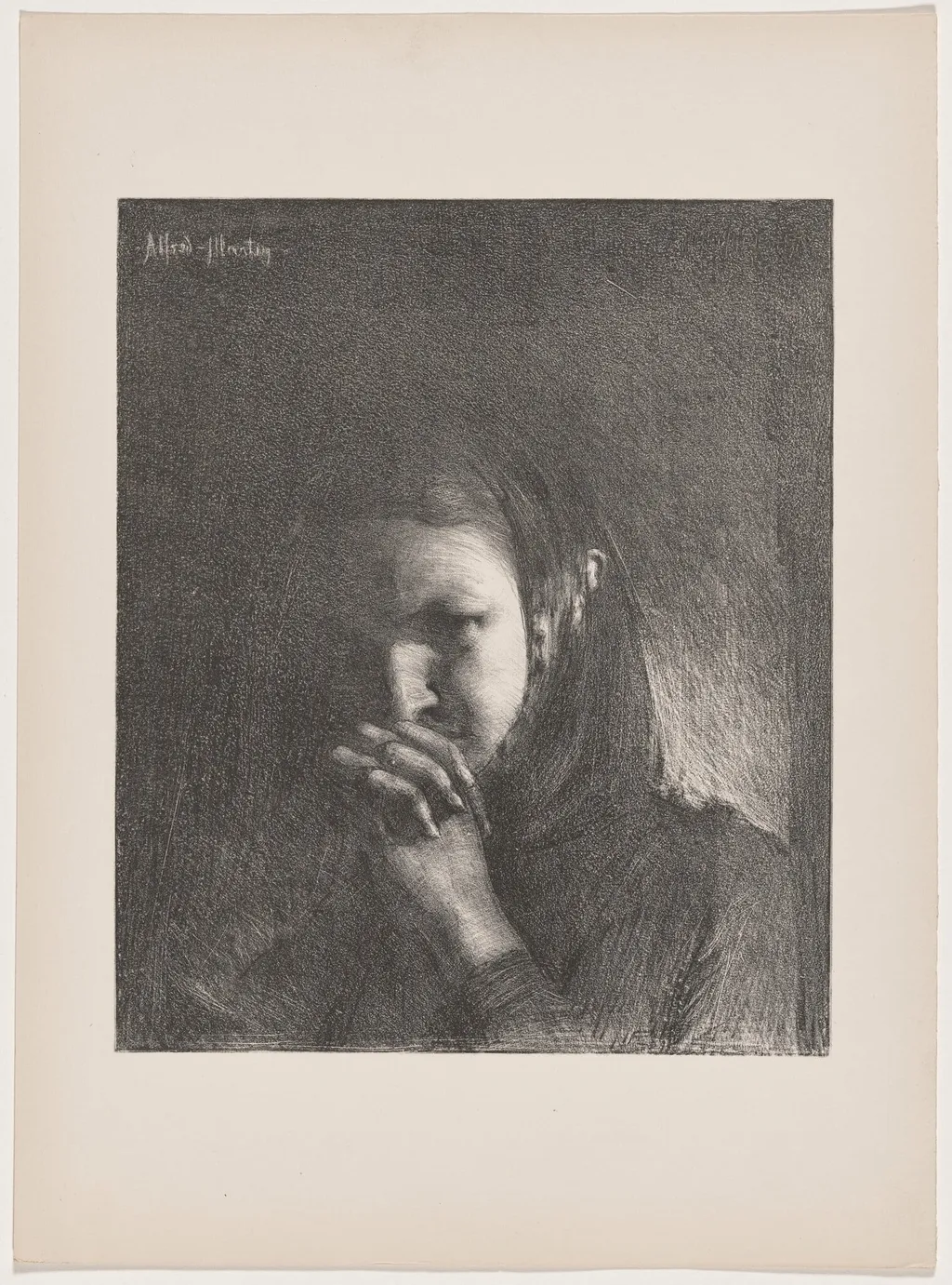 Mélancolie (Melancholy), by Alfred-Nicolas Martin, ink, 1895