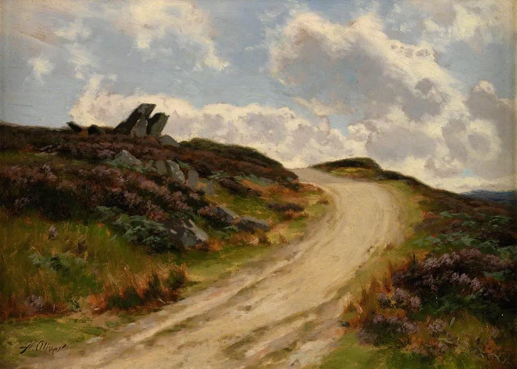 On the Denbigh Moors, by Alfred Oliver, oil, 1900