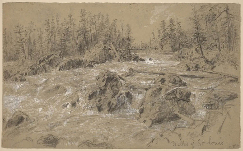 Dalles of St. Louis, by Alfred R. Waud, chalk, 1884