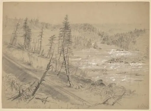 Railroad on the Dalles of the St. Louis, by Alfred R. Waud