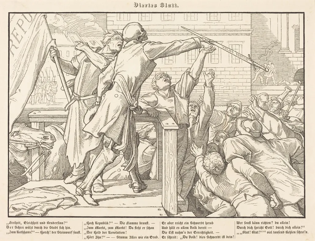 Auch ein Todtentanz IV, by Alfred Rethel, ink, 1849