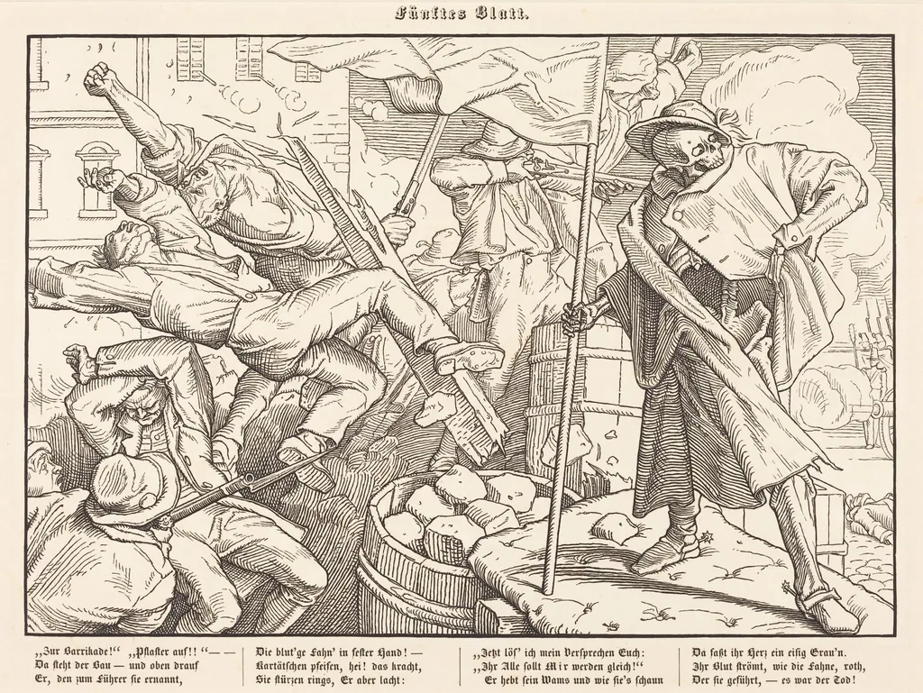 Auch ein Todtentanz V, by Alfred Rethel, ink, 1849