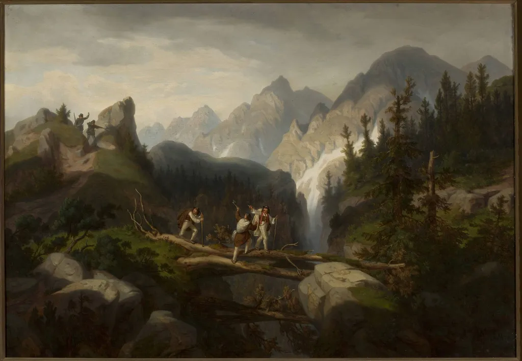 Smugglers in the Tatra Mountains, by Alfred Schouppé, oil, 1870