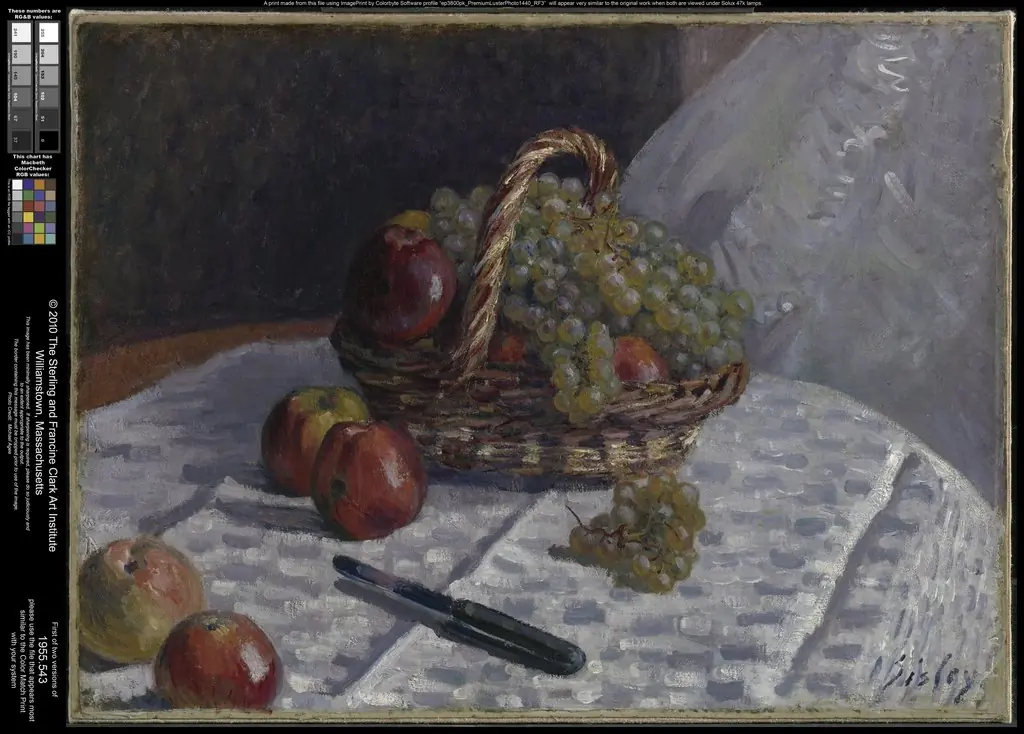 Apples and Grapes in a Basket, by Alfred Sisley