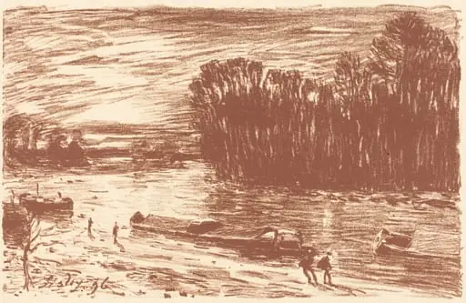 Banks of the Loing near Saint-Mammès (Bords du Loing, pres Saint-Mammès), by Alfred Sisley
