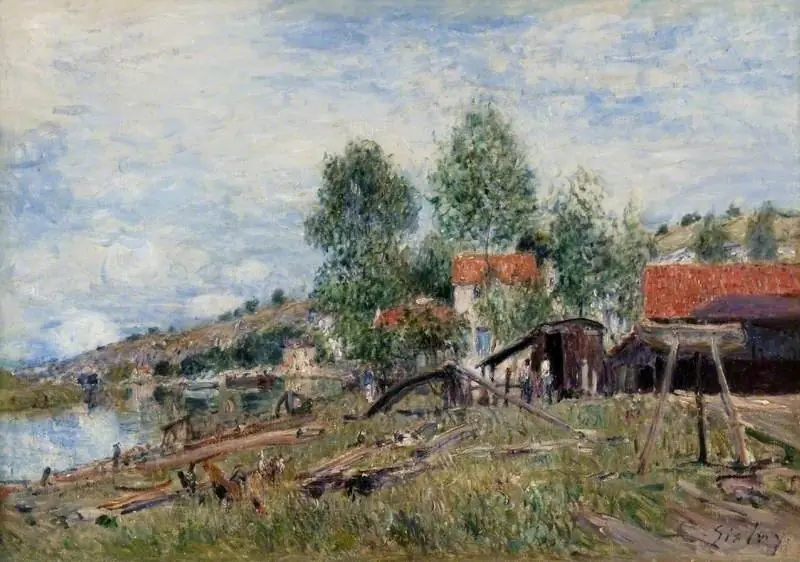 Boatyard at Saint-Mammès, by Alfred Sisley