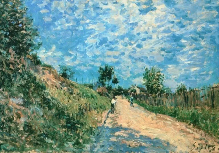 Chemin montant, by Alfred Sisley, oil, 1888