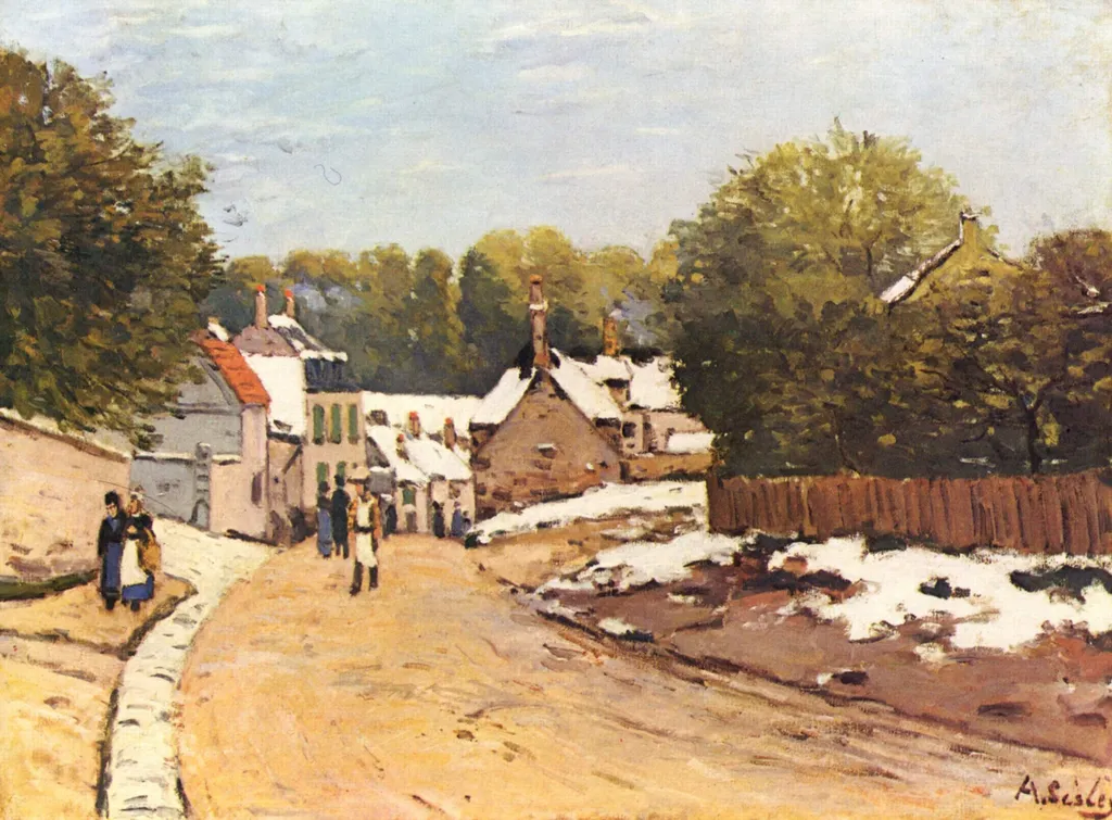 Early Snow in Louveciennes, by Alfred Sisley, oil, 1870