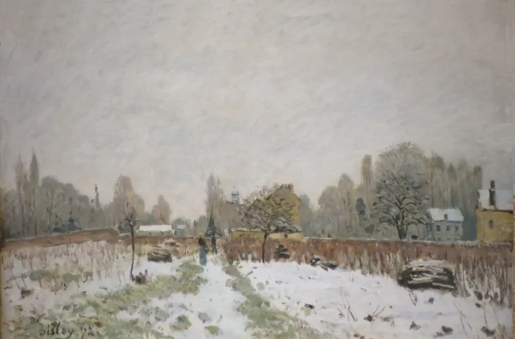 Louveciennes in the Snow, by Alfred Sisley, oil, 1872