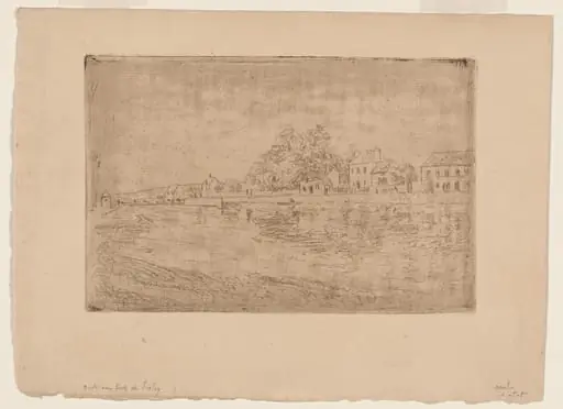 On the Banks of the Loing: Houses by the Water, by Alfred Sisley