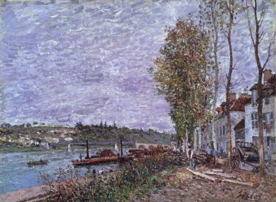 Overcast Day at Saint-Mammès, by Alfred Sisley, oil, 1890