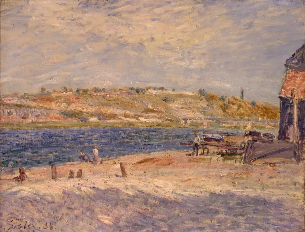 Riverbank at Saint-Mammès, by Alfred Sisley, oil, 1892