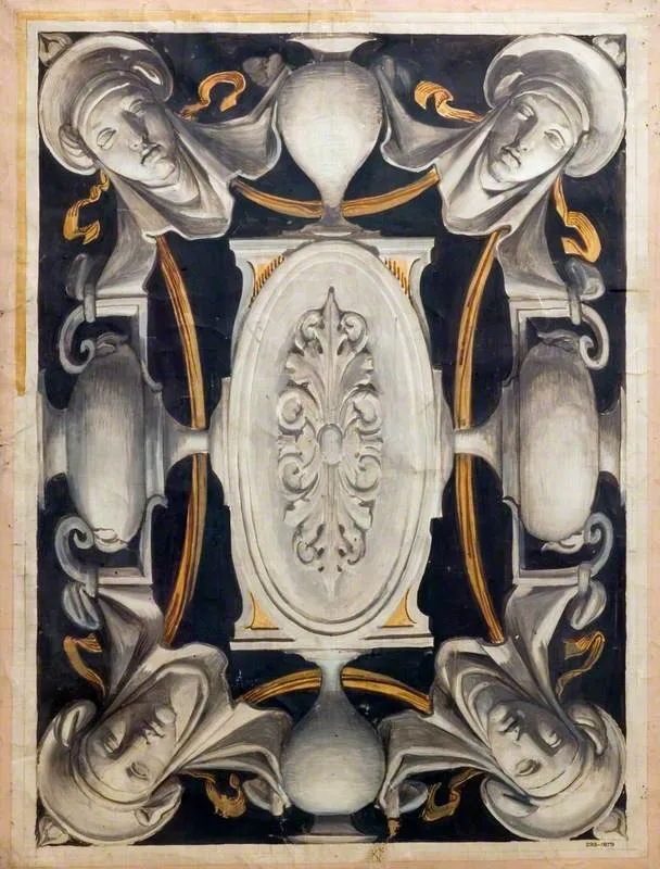 Design for a Decorative Panel, by Alfred Stevens, oil, 1873