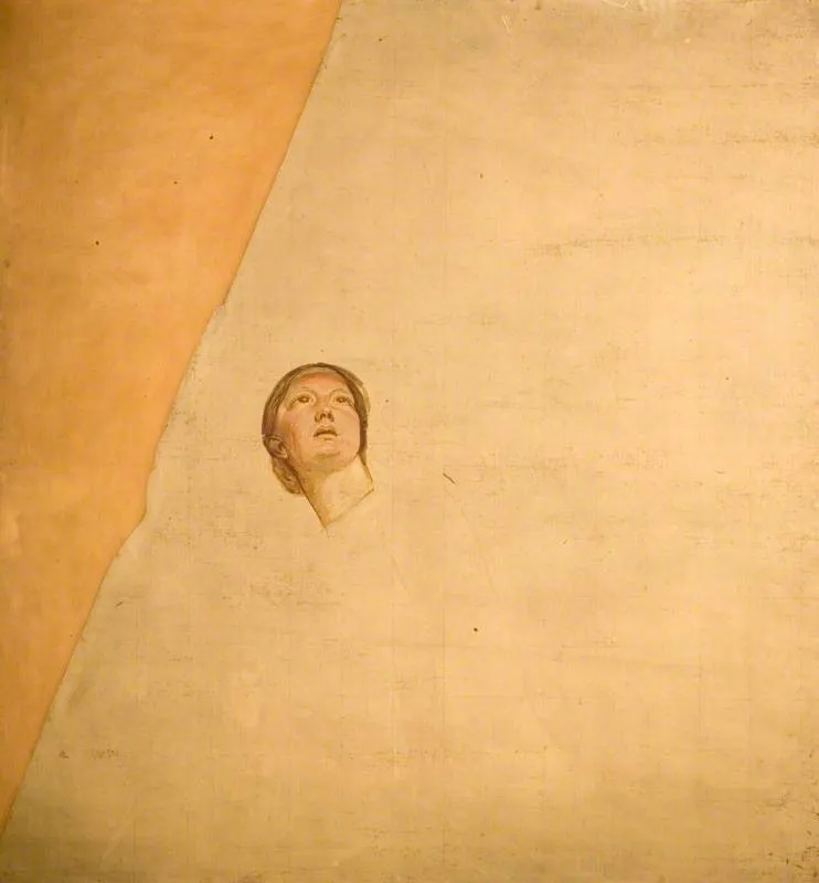 Female Head (cartoon for the south wall, south-east angle of the ceiling cove, dining room, Dorchester House), by Alfred Stevens, unspecified, 1860