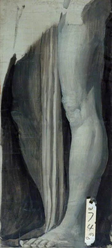 Lower Limbs of a Figure (cartoon for the south wall, dining room, Dorchester House), by Alfred Stevens, oil, 1860