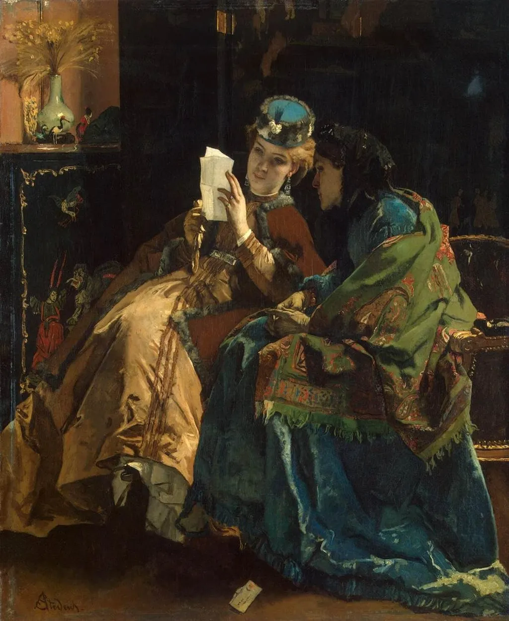Pleasant Letter, by Alfred Stevens, oil, 1860