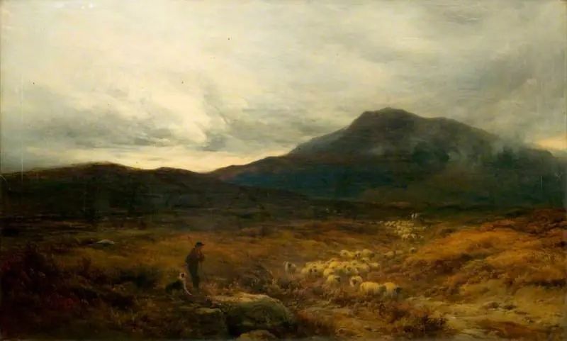 Welsh Moor with Sheep, by Alfred Walter Williams