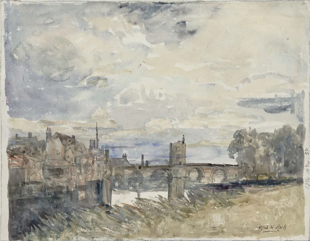The Bridge, St. Ives, Huntingdonshire, by Alfred William Rich, watercolor, 1880