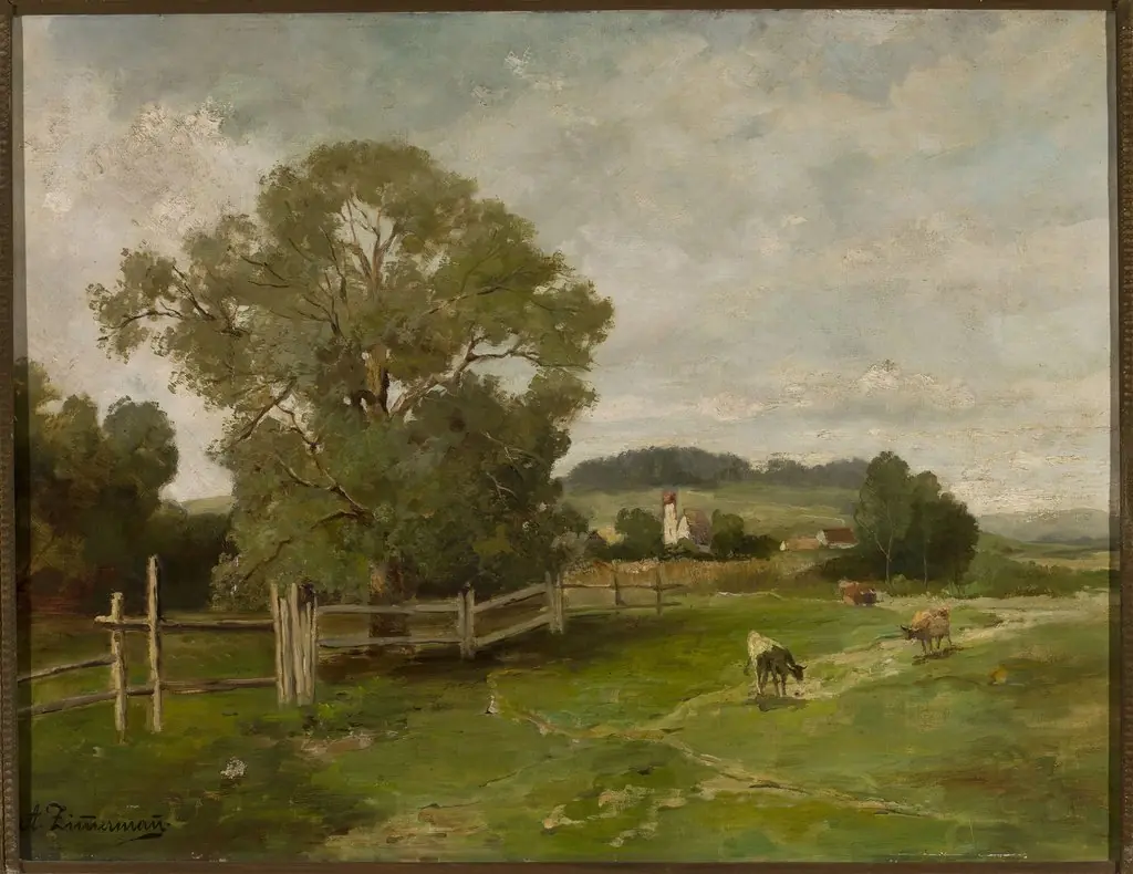 Landscape with cows, by Alfred Zimmermann