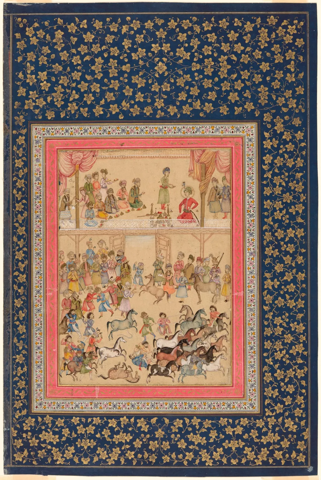 Royal Horse Inspection, by 'Aliquli Jabbadar, watercolor, 1662