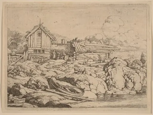 Boat at a River Bank with Three Goats, by Allart van Everdingen