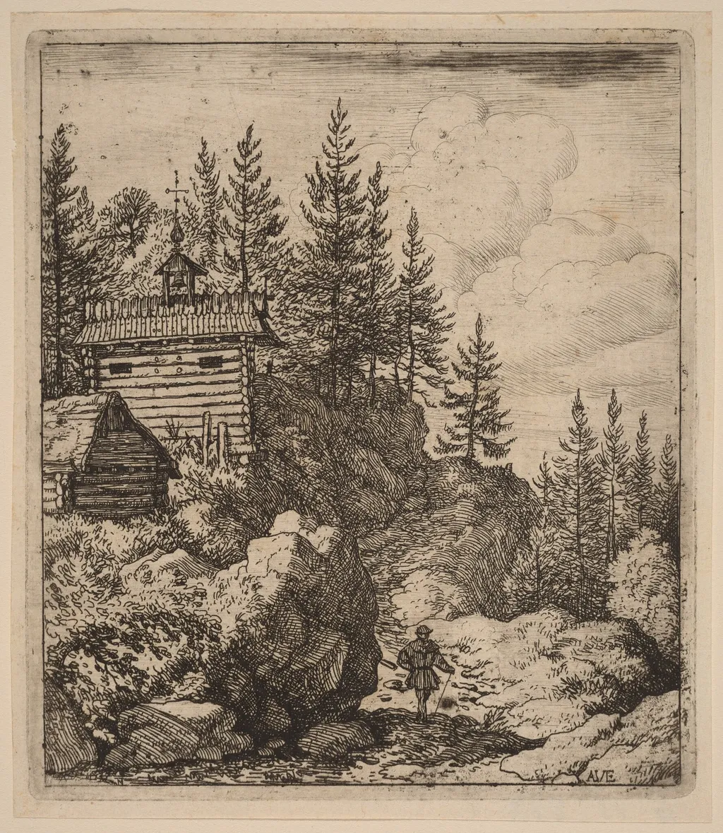 Chapel, by Allart van Everdingen, ink, 1650