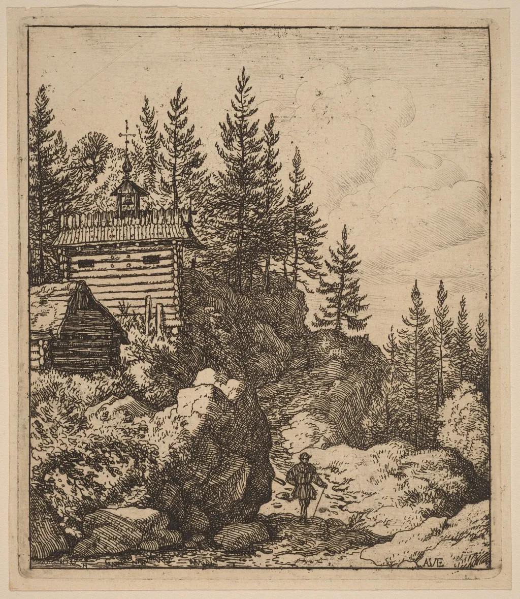 Chapel, by Allart van Everdingen, ink, 1650